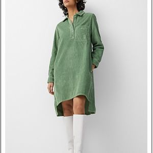 Obey retro sage green 100% cotton corduroy long sleeve oversized dress NWT